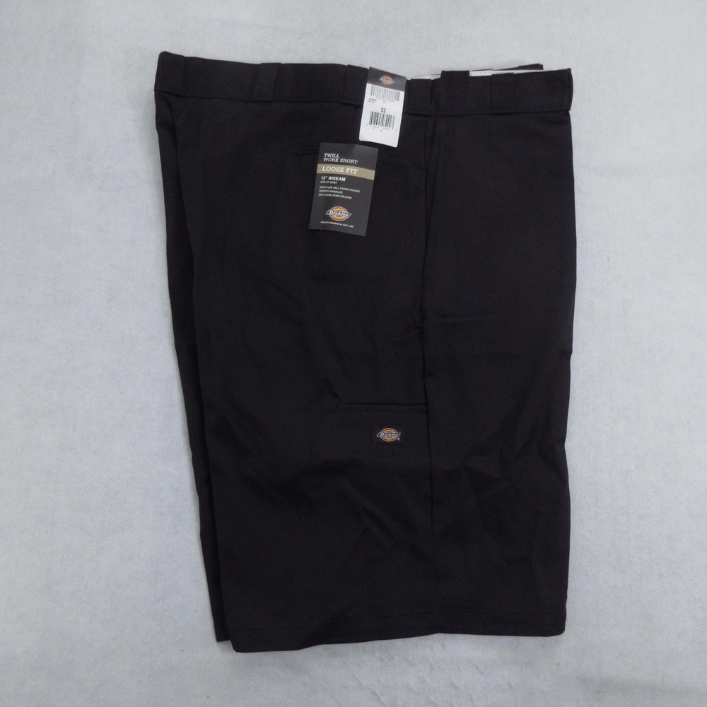 Dickies Twill Work Shorts Mens 52 Black Loose Fit 13 Inseam Cell Pocket New